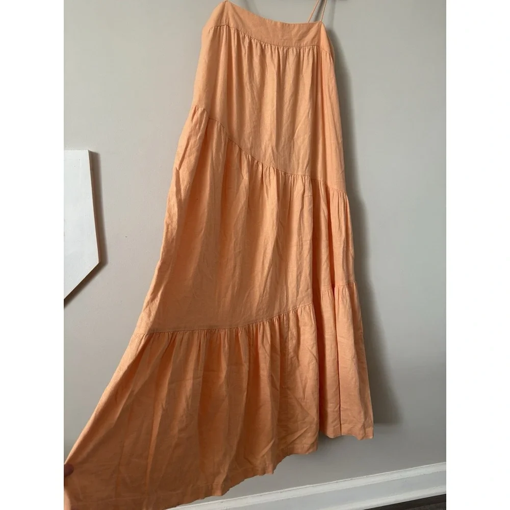 Women's Abercrombie & Fitch Spaghetti Strap Linen Blend Maxi Dress Fit&Flare SzM